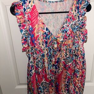 Colorful Ruffle Sleeve Women's Top